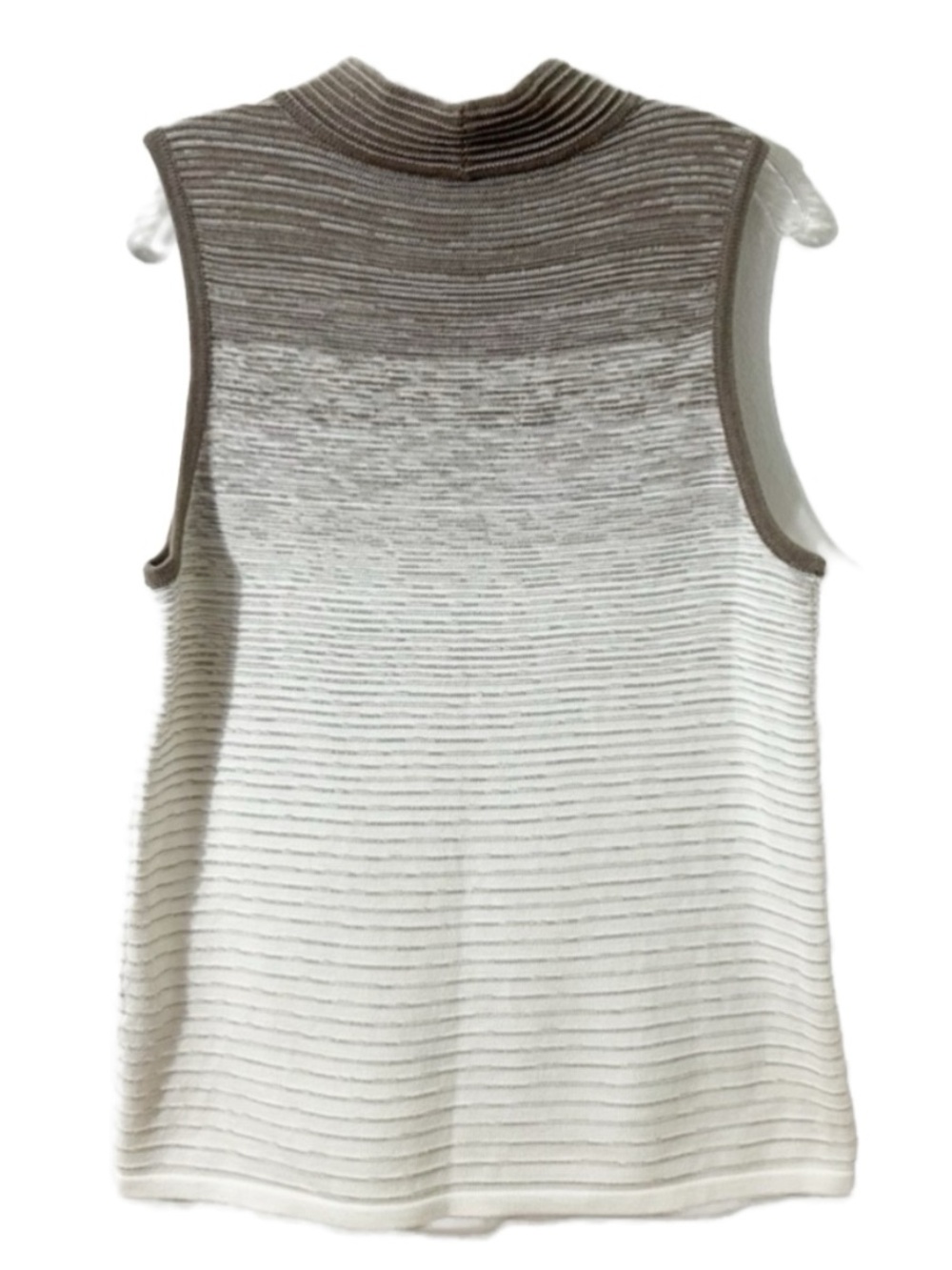 Chico's Sleeveless Mock Turtleneck Sweater Striped Brown to White Gradient